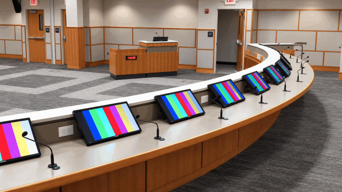 Modern Council Chamber with Color Bars picture