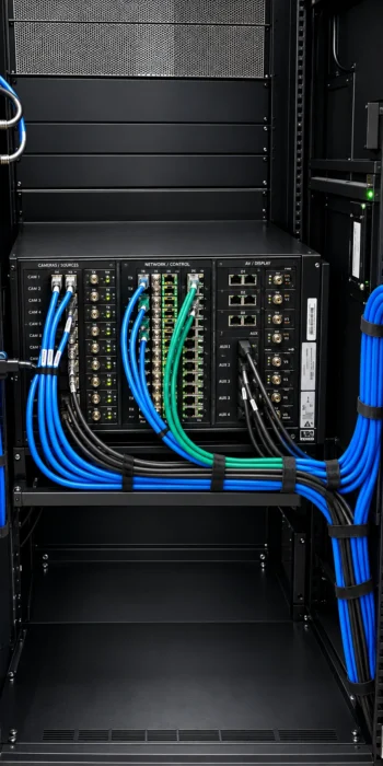 Organized Rack with Blue Cabling