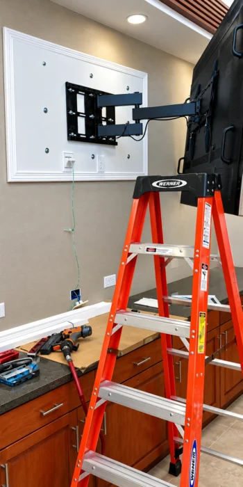 TV Wall Mount Installation in Progress